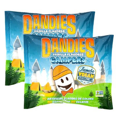 Dandies Jumbo Campers, Vegan Marshmallows, No Artificial Flavorings, Food Dyes, Corn Syrup, or Gelatin, Perfect for Smores and Camping (2 Pack)
