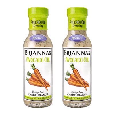 BRIANNAS - Avocado Oil Dairy-Free Garden Ranch Dressing - Nutrient Rich, No Sugar, Keto Friendly Salad Dressing made with 100% Avocado Oil - 10 oz. Bottles - 2 Pack
