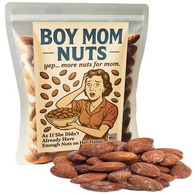 Boy Mom Salted Almonds - Funny Mothers Day Gag Gift for Moms of Boys - Better than #1 Mom Candle - Salty Snack for Tired Moms - Nuts Offer a Healthy Chocolate and Candy Alternative - Birthday Gift for Women - Best Mom Ever Presents