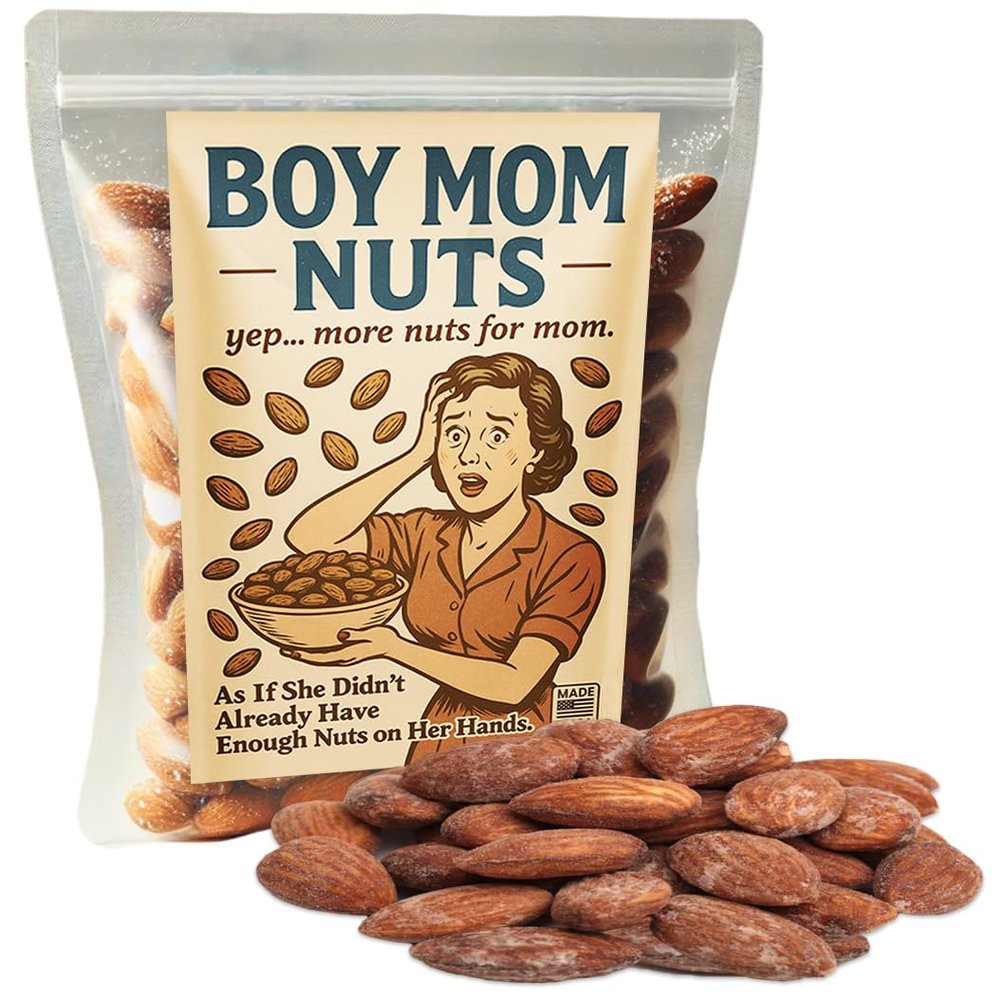 Boy Mom Salted Almonds - Funny Mothers Day Gag Gift for Moms of Boys - Better than #1 Mom Candle - Salty Snack for Tired Moms - Nuts Offer a Healthy Chocolate and Candy Alternative - Birthday Gift for Women - Best Mom Ever Presents