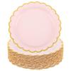 AimFun Pink Disposable Dessert Party Plates 7inch Gold Foil Scalloped Paper Plate for Valentines Day Bridal Baby Shower Wedding Tea Party Supplies view 1