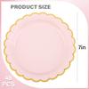 AimFun Pink Disposable Dessert Party Plates 7inch Gold Foil Scalloped Paper Plate for Valentines Day Bridal Baby Shower Wedding Tea Party Supplies view 2