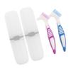 IWOWHERO 2sets Travel Toothbrush Holder Set Denture Toothbrush Pack Double Sided Brush Braces Cleaner Portable Brush for Denture Cleaning for Home Travel and Oral Care view 1