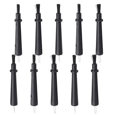 10 Pieces Hearing Aid Cleaning Brush, Small and Portable, with Wax Loop for Hearing Aid Maintenance and Clean (Black)