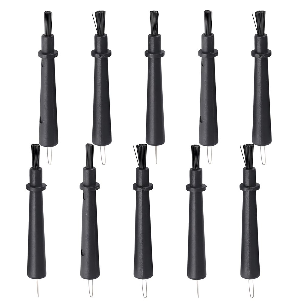 10 Pieces Hearing Aid Cleaning Brush, Small and Portable, with Wax Loop for Hearing Aid Maintenance and Clean (Black)