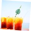 HOLIDYOYO 10pcs Tropical Hawaiian Paper Straws Set Glitter Monstera Leaf Design for Summer Parties Beach Gatherings and Pool Celebrations Disposable and Eco-friendly Drinking Straws view 2