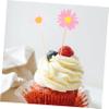 VOSAREA 24pcs Daisy Flower Cake Inserts for Summer Parties Creative Cupcake Toppers for Weddings and Birthdays Dessert Decorations for Family Gatherings view 4