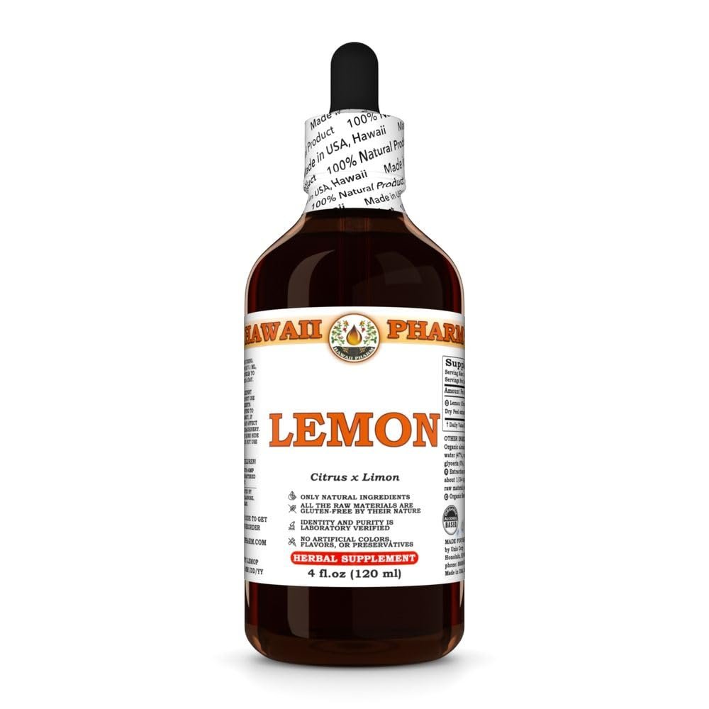 Lemon (Citrus x Limon) Dry Peel Tincture, Made in Hawaii, Professional Grade, Small Batch Raw Materials, All Natural, Vegan, Pure Liquid Extract - 4 fl.oz