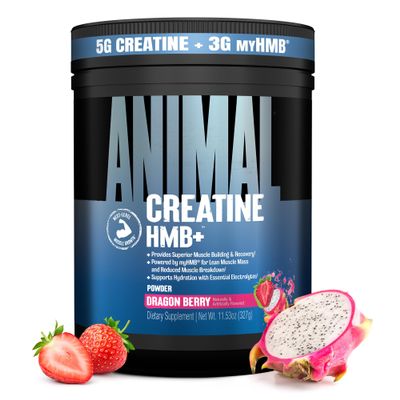 Animal Creatine HMB Powder 3g myHMB + 5g Creatine with Electrolytes for Recovery & Daily Energy Dragon Berry Flavor, 30 Servings