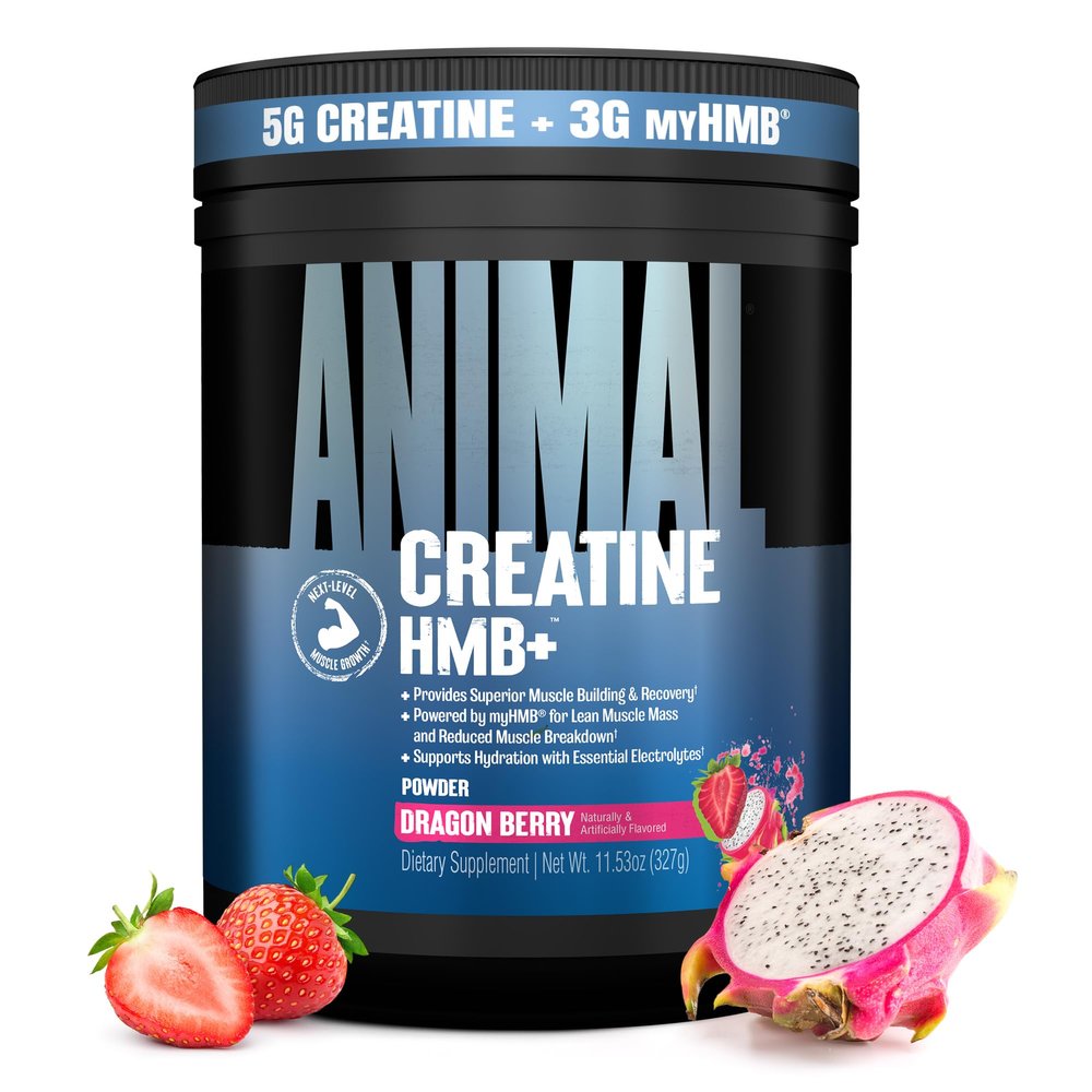 Animal Creatine HMB Powder 3g myHMB + 5g Creatine with Electrolytes for Recovery & Daily Energy Dragon Berry Flavor, 30 Servings