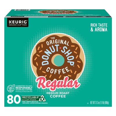 Donut Shop Medium Roast Coffee, K cups, with Health & Outdoors Packaging (80, Original)
