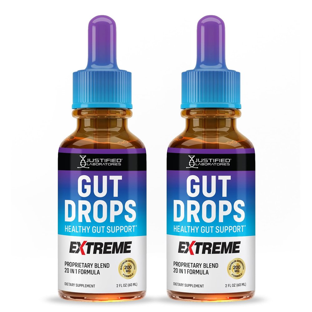 (2 Pack) Gut Drops Extreme 200MG Proprietary Blend 20-in-1 Formula Healthy Gut Support Liquid Supplement Formulated with Guarana Seed African Mango Green Tea Gluten-Free Non-GMO 2 Bottles