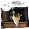 Outanaya 10pcs Tropical Monstera Disposable Drinking Straws Glitter Paper Straws for Weddings and Cocktails Safe and Drink Accessories view 3