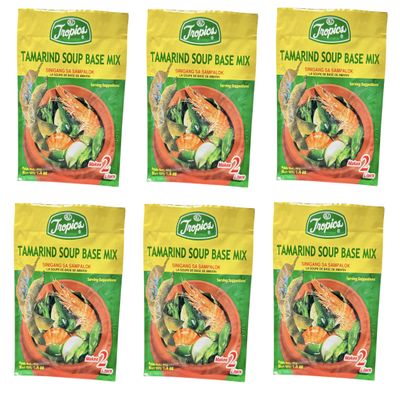 AquaNation Listing For Tropics Tamarind Soup Base Mix 1.4 oz Authentic Filipino Sinigang Sa Sampalok Seasoning Tangy & Savory Flavor for Traditional Sour Soup (Pack of 6)