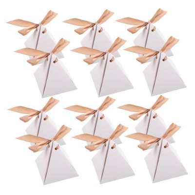 Angoily 25Pc Elegant Triangle Candy Boxes Creative Candy Packaging for Weddings Birthdays Celebrations Sturdy Paper Treat Holders with Ribbons for Effortless Distribution