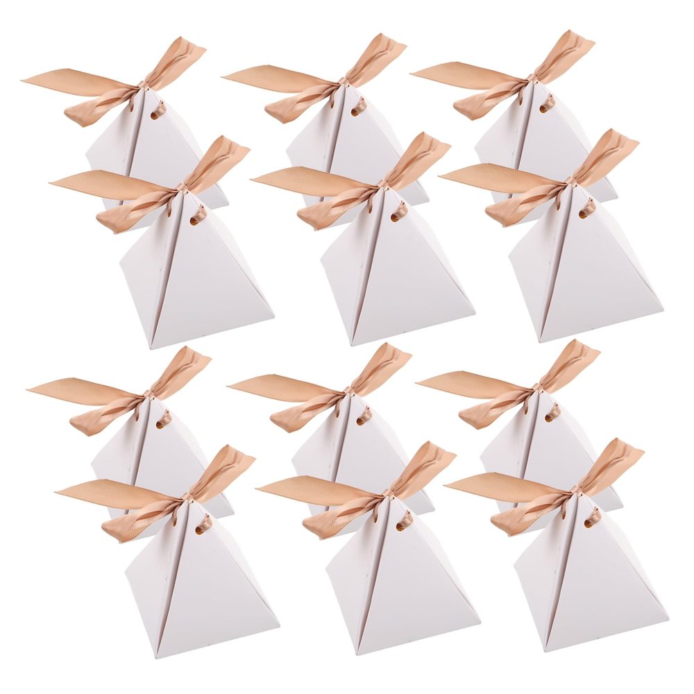 Angoily 25Pc Elegant Triangle Candy Boxes Creative Candy Packaging for Weddings Birthdays Celebrations Sturdy Paper Treat Holders with Ribbons for Effortless Distribution