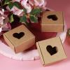 50Pcs 2.6x2.6x1.2in Brown Kraft Paper Box for Candy Jewelry Packing DIY Crafts with Ribbons Flowers Unique Window Cut Recycling view 3