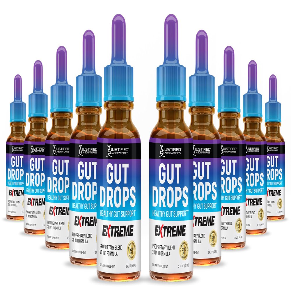 (10 Pack) Gut Drops Extreme 200MG Proprietary Blend 20-in-1 Formula Healthy Gut Support Liquid Supplement Formulated with Guarana Seed African Mango Green Tea Gluten-Free Non-GMO 10 Bottles
