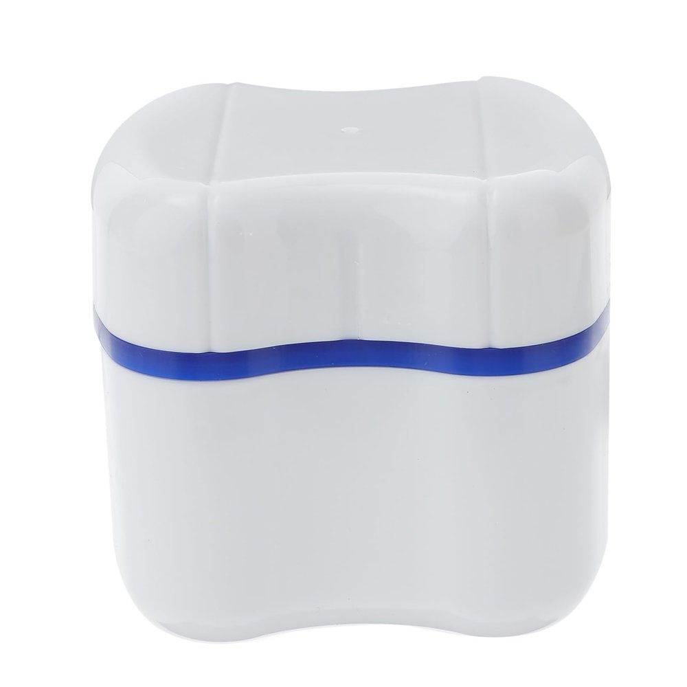 Case with Rinsing Basket Unique Tooth Shaped Design for Safe Storage Capacity for Complete Dentures Material for Home and