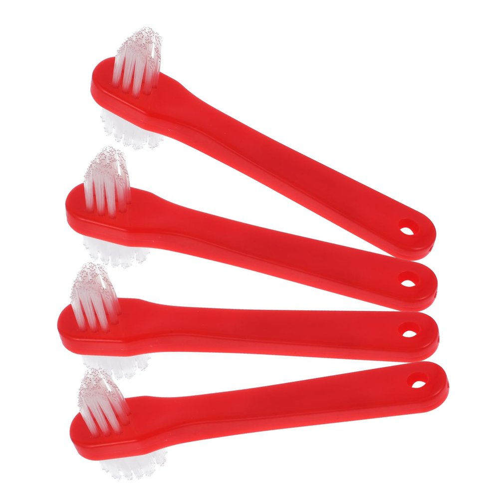 IWOWHERO 4pcs Double-Sided Denture Brushes Ergonomic Travel Toothbrushes for Denture Cleaning Compact and Practical Oral Care Tool for Adults Friends and Family