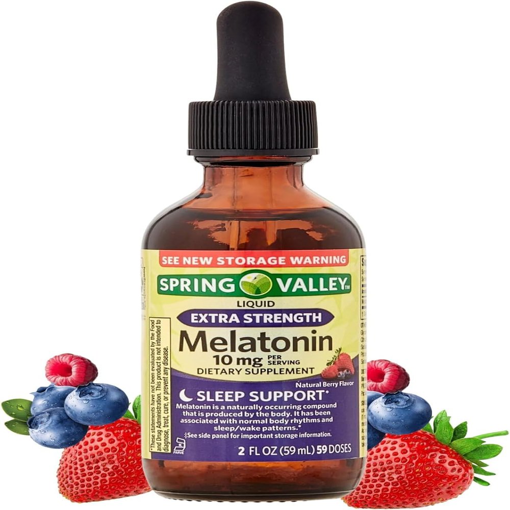 Melatonin 10mg Liquid Drops for Adults, Dietary Supplement - Sleep Support by Spring Valley (Pack of 1-2 fl oz) VSL-Shops