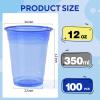 Yicentdp 100 Pack Blue Clear Plastic Cups 12 oz Disposable Drinking Cups for Wedding Blue Birthday Party Supplies view 2