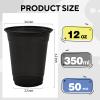 Yicentdp 50 Pack Black Clear Plastic Cups 12 oz Disposable Drinking Cups for Wedding Black Birthday Party Supplies view 2