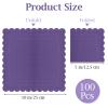 100 Pcs Cocktail Napkins, 2-Ply 5 x 5 Inches Disposable Scalloped Napkins, Thick Premium Dessert Napkins for Party, Wedding, Dinner, Birthday, Anniversary, Festival (Purple) view 2