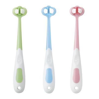 PandaEar 3 Pack Baby Toothbrush, Three-Sided Baby Training Toothbrush for Ages 1-4 Years, Infant Training Brush, Easy-Grip Handle