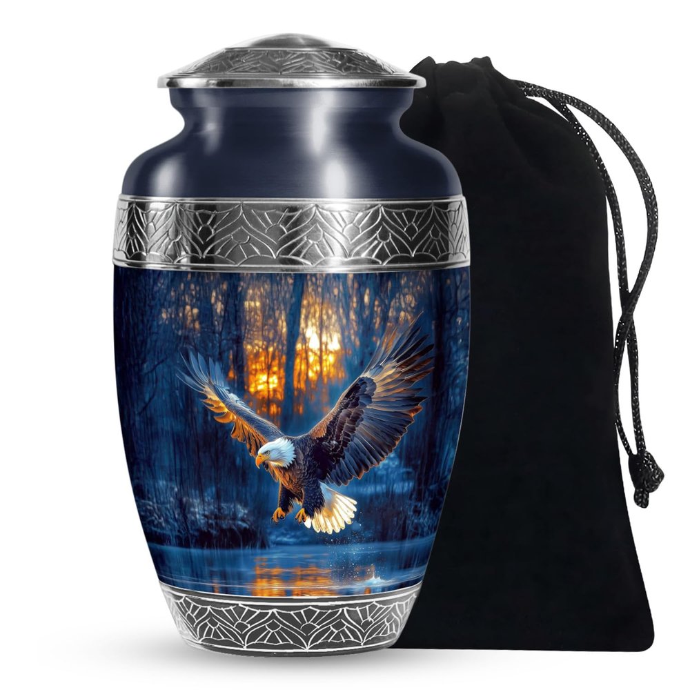 YATHABI Eagle Funeral Urn for Grandparents Cremation Memorial Ash Holder Large Ashes Container for Family Remains Urn for Grandma and Grandpa-10 Inch