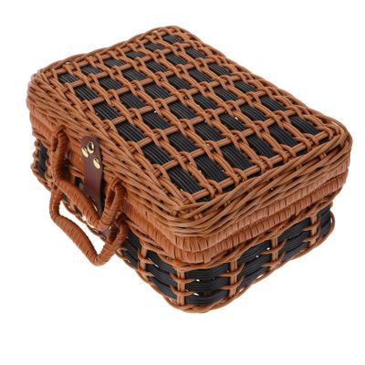 SEWOART Box Portable Lidded Suitcase present Box Woven Storage Container for Wedding Guests Creative present Packaging for Chocolates Nuts and More