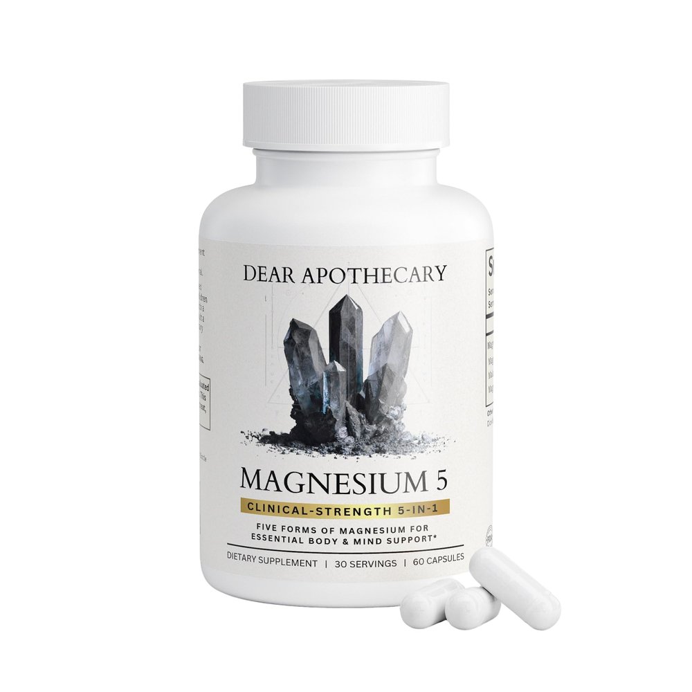 Magnesium Complex 500mg, 5 Forms Glycinate Malate Citrate Oxide Aquamin, Muscle Nerve Relaxation & Sleep Support Supplement, 60 Veggie Capsules