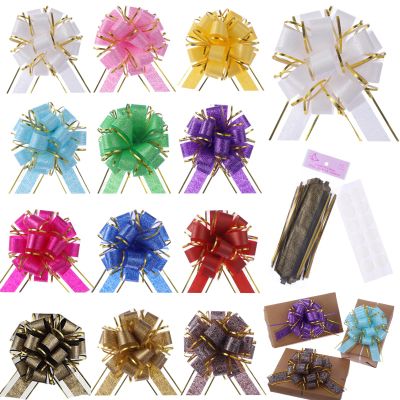 FORBINBO 12 Pieces Rose Pull Bows,7 Inches Pull Bows for Gift Wrapping,Basket and Wedding Decoration,Holiday and Birthday Presents Wrapping Bows,Christmas Bows for Gift Wrapping