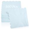 100 Pcs Cocktail Napkins, 2-Ply 5 x 5 Inches Disposable Scalloped Napkins, Thick Premium Dessert Napkins for Party, Wedding, Dinner, Birthday, Anniversary, Festival (Light Blue) view 1