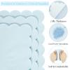 100 Pcs Cocktail Napkins, 2-Ply 5 x 5 Inches Disposable Scalloped Napkins, Thick Premium Dessert Napkins for Party, Wedding, Dinner, Birthday, Anniversary, Festival (Light Blue) view 3