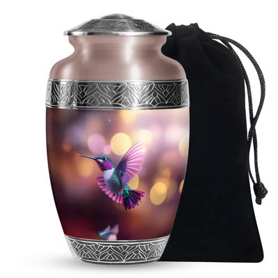 YATHABI Humming Bird Funeral Cremation Urn for Siblings Memorial Container for Adult Ashes Human Ash Holder for Brother and Sister Large Urn-10 Inch