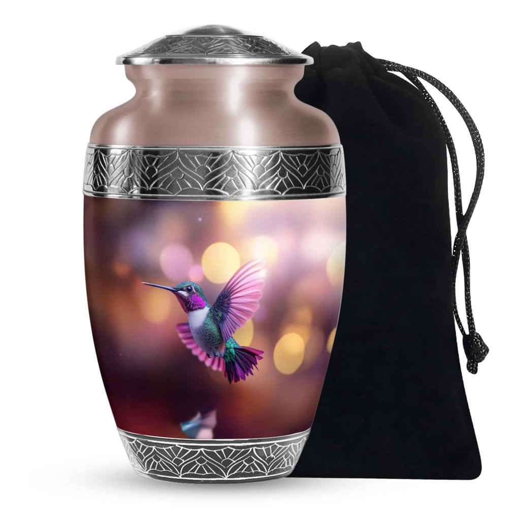YATHABI Humming Bird Funeral Cremation Urn for Siblings Memorial Container for Adult Ashes Human Ash Holder for Brother and Sister Large Urn-10 Inch