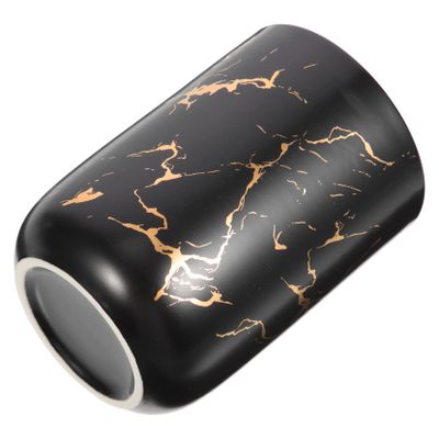 EXAOMBLE Marble Pattern Mouthwash Cup Ceramic Bathroom Storage Cup for Home and Travel Black Color