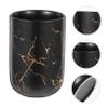 EXAOMBLE Marble Pattern Mouthwash Cup Ceramic Bathroom Storage Cup for Home and Travel Black Color view 3