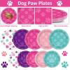 100Pcs Teal Blue Pink Purple Birthday Party Supplies Dog Paw Paper Plates and Napkins Paw Print Party Decorations Disposable Puppy Themed Tableware Set for Boy Girls Birthday Baby Shower Serves 25 view 3