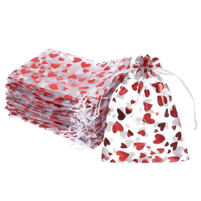 uxcell 100 Pcs Valentine Treat Bags, 7.1" X5.1" Cello Treat Bags with Twist Ties, for Cookie Candy Wrapping Supplies, White