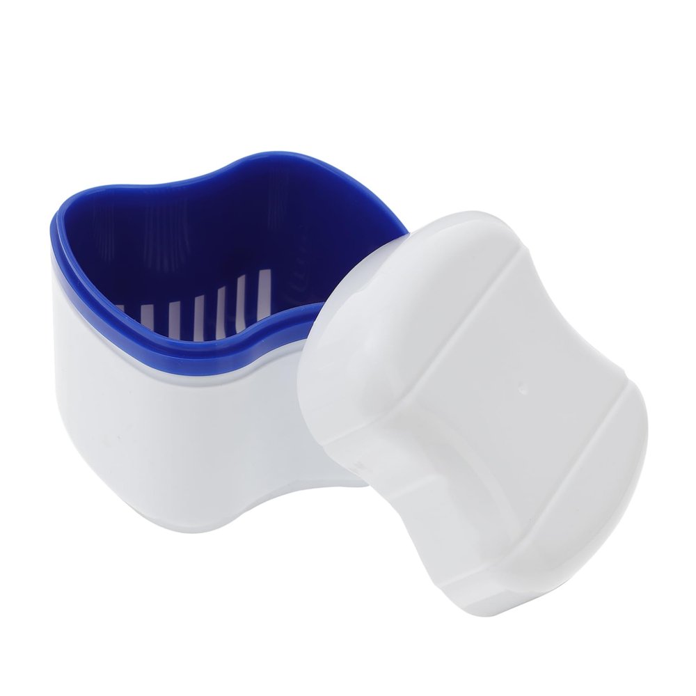 BCOATH Beautiful Denture Bath Case Denture Storage Box for Rinsing Cleaning Portable