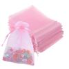 100pcs Organza Bags-Pink 3.94''x4.72''(10x12cm) Satin Drawstring Organza Pouch Wedding Party Festival, Christmas, Favor Gift Bag Jewelry Watch Bags view 1