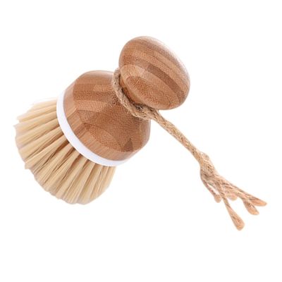IWOWHERO Bamboo Handle Pot Dish Brush Sturdy Cleaning Brush for Kitchen Soft Bristle