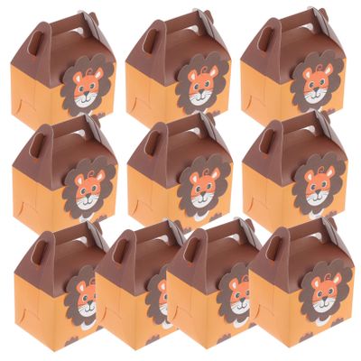VOSAREA 10pcs Lion Party Favor Bags - Cute Lion Candy Boxes for Jungle Theme Birthdays - Showers & Animal Parties Goodie Bags for ' Celebrations