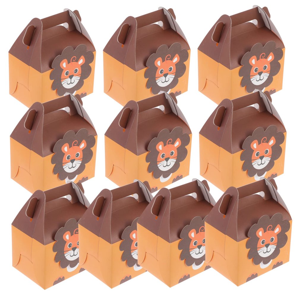 VOSAREA 10pcs Lion Party Favor Bags - Cute Lion Candy Boxes for Jungle Theme Birthdays - Showers & Animal Parties Goodie Bags for ' Celebrations