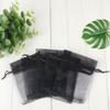 100pcs Organza Bags-Black 3.94''x4.72''(10x12cm) Satin Drawstring Organza Pouch Wedding Party Favor Gift Bag Jewelry Watch Bags view 4