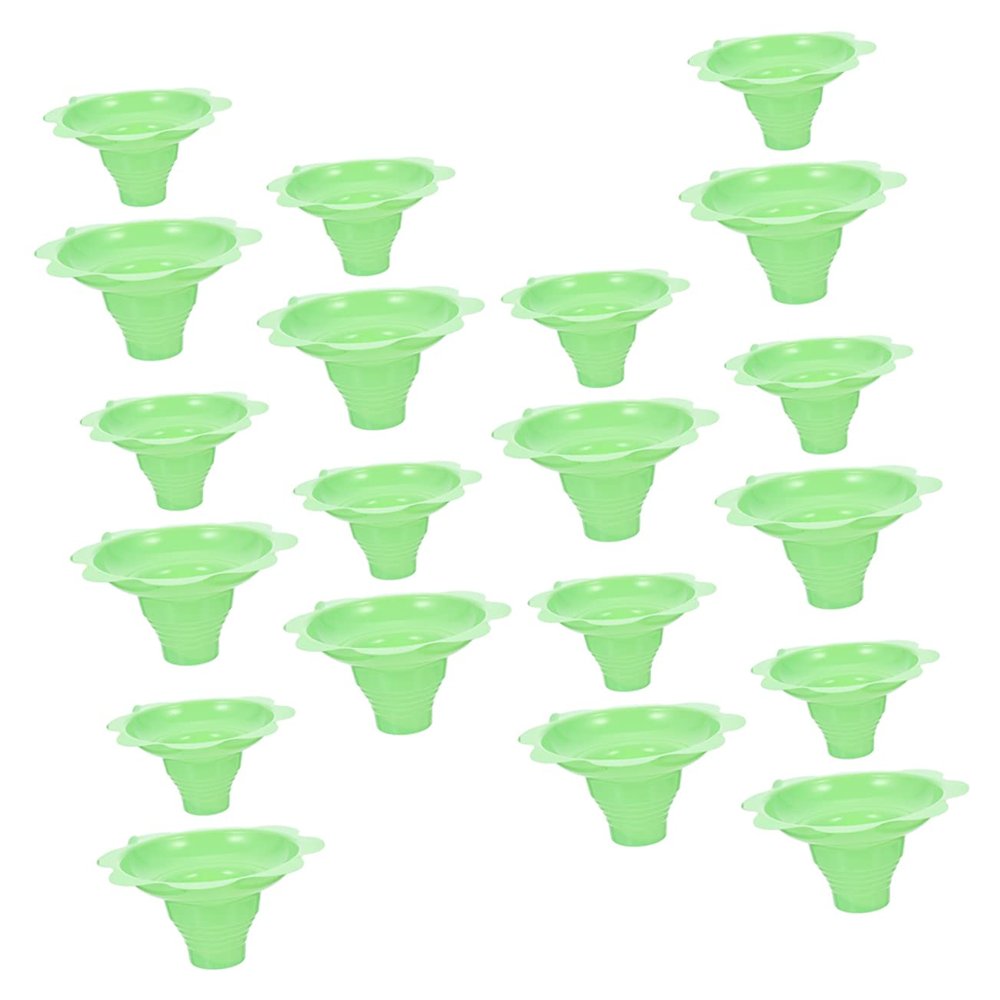 ERINGOGO 20pcs Flower Shaped Ice Cream Cups Multipurpose Drip Tray Bowls for Desserts Smoothies and Snow Cones Green Options