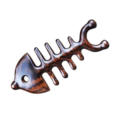 BCOATH 1pc Wooden Body Massager Comb Fish Bone Shaped Natural Gua Scalp Massager Brush Travel Tool