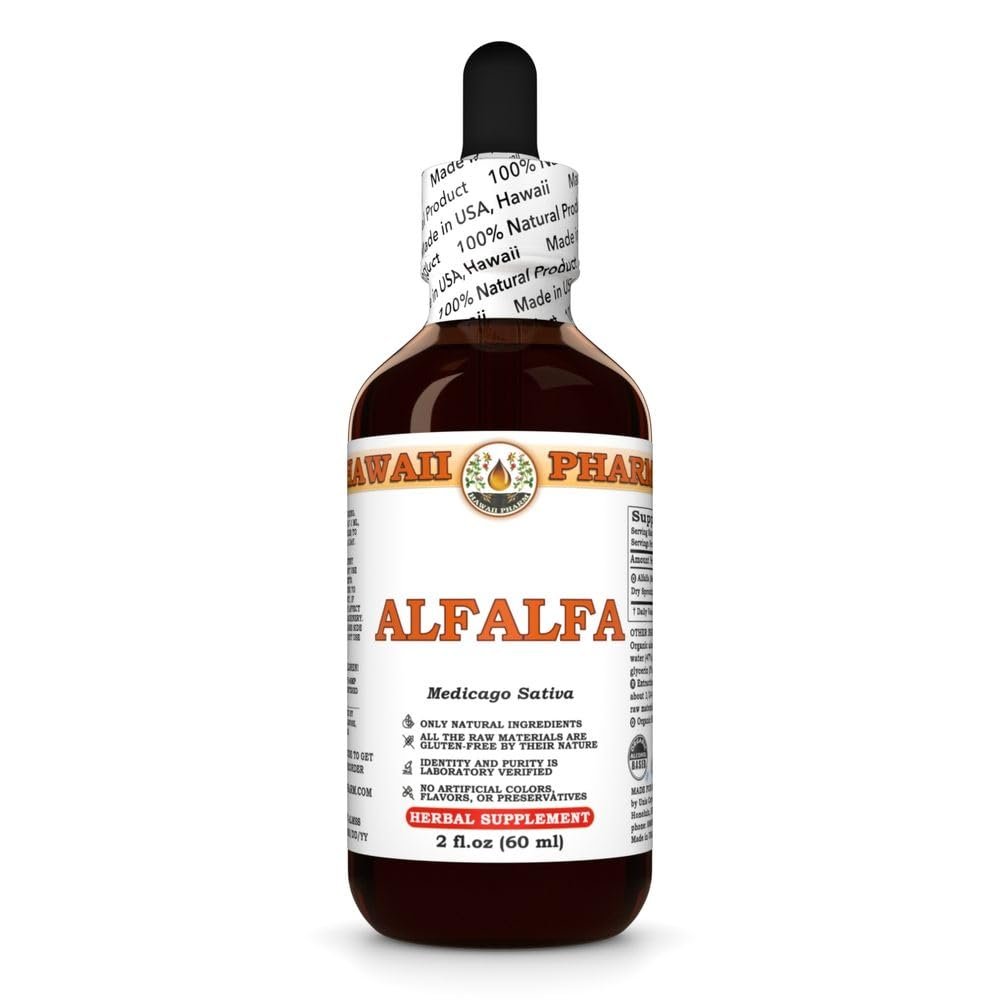 Alfalfa (Medicago Sativa) Dry Sprouting Seed Tincture, Made in Hawaii, Raw Materials, All Natural, Vegan, Pure Liquid Extract - 2 fl.oz